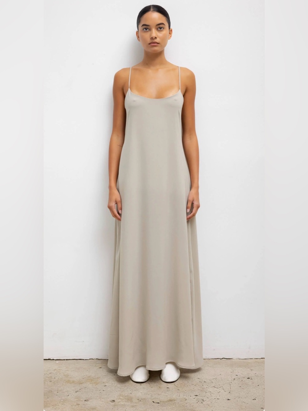 LESET Slip Maxi Dress in Light Taupe